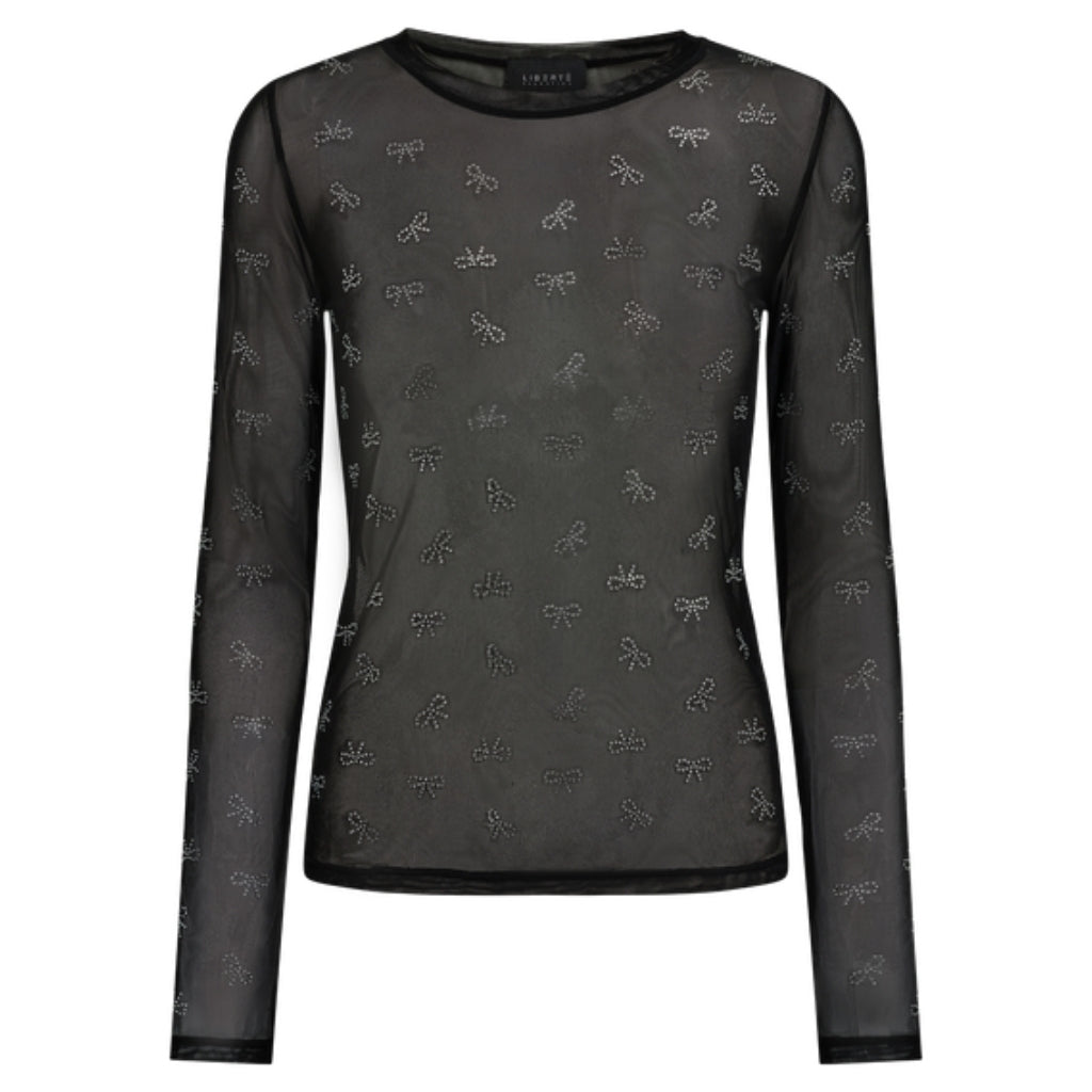 LIBERTÃ dame bluse MESH - BLACK BOW DIAMOND DOT